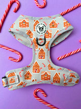 Bundle - Christmas gingerbread Candy Cane harness, lead, bow tie and waste bag set